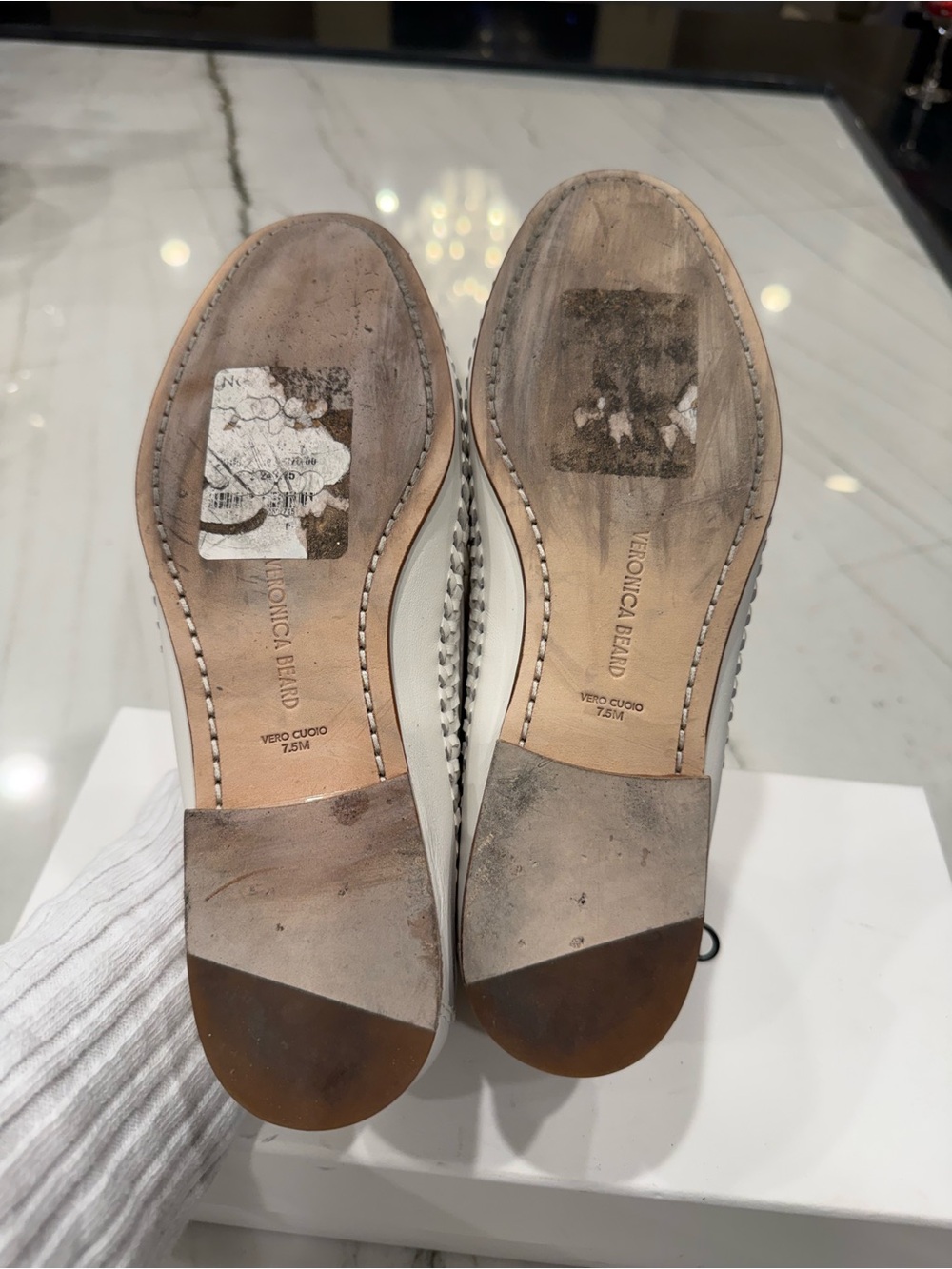 Veronica Beard White Woven Leather Penny Loafers - Picture 9 of 9